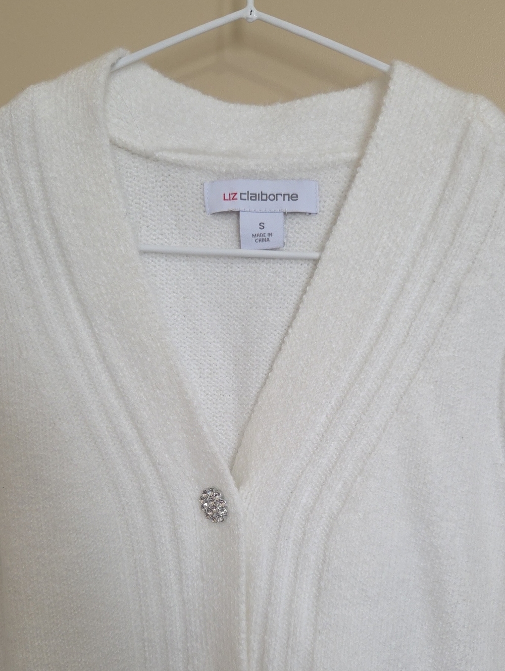 Liz Claiborne Cream Puff Sleeve Button-Front Cardigan - Picture 2 of 11